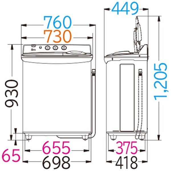 2槽式洗濯機 青空 ホワイト PS-55AS2-W [洗濯5.5kg /乾燥機能無 /上開き]