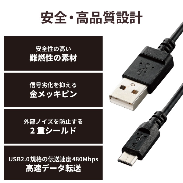 5個セット エレコム デジカメ用USBケーブル(microB) DGW-AMBF05BKX5-