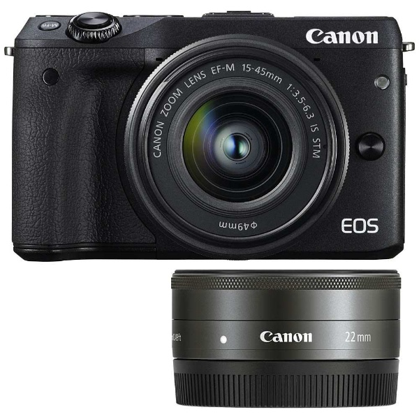 シルバー/レッド Canon EOS M3 単焦点ズームダブルレンズキット BK
