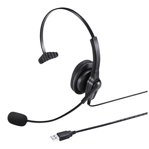 ヘッドセット ブラック MM-HSU03BK [USB /片耳 /ヘッドバンドタイプ
