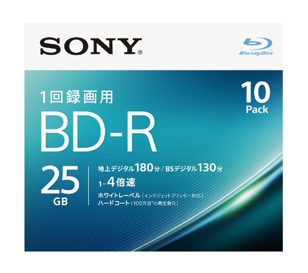 録画用BD-R ホワイト 10BNR1VJPS4 [10枚 /25GB /インクジェット ...