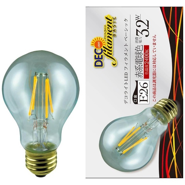 LDA3L C 24 B LED電球 DECO LIGHT LED Filament E26 1個 フィラメントベーシック 大規模セール 電球色 クリア 2022新作 BASIC デコライトLED 一般電球形 全方向タイプ