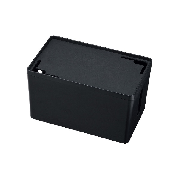 ケーブル＆タップ収納ボックス Lサイズ （W400×D160×H132mm・ブラック 