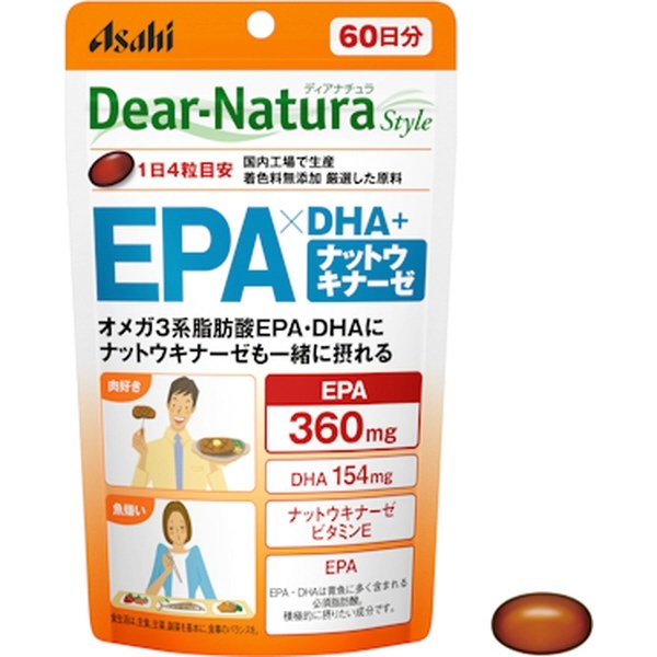 Dear-Natura Style（ディアナチュラスタイル）EPA×DHA＋ナットウキナーゼ 60日分（240粒入）〔栄養補助食品〕  アサヒグループ食品｜Asahi Group Foods 通販