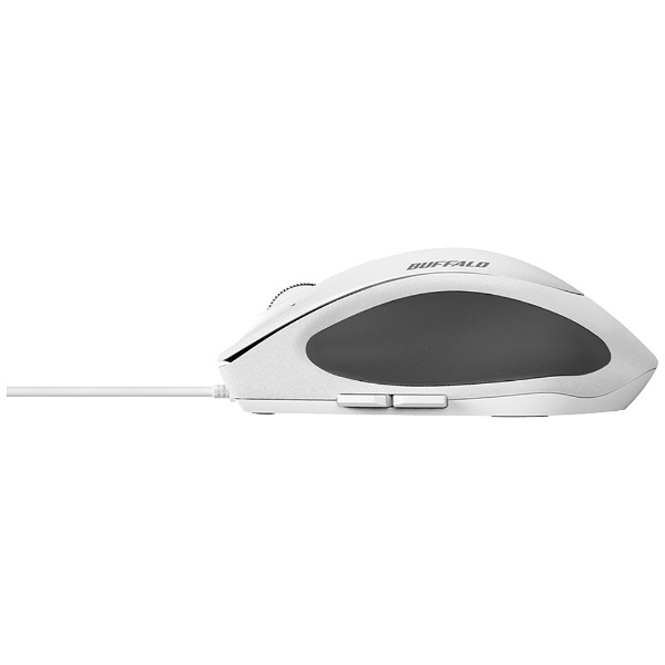 バッファロー BSMBU500MWH Premium Fitマウス 有線／BlueLED光学式／静音／5ボタン／横スクロール／Mサイズ ホワイト