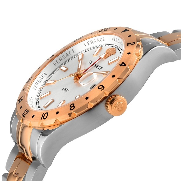 【新品】ヴェルサーチ VERSACE 腕時計 メンズ V11040015 ヘレニウム GMT 42mm HELLENYIUM GMT 42mm クオーツ ブラウンxシルバー/ピンクゴールド アナログ表示