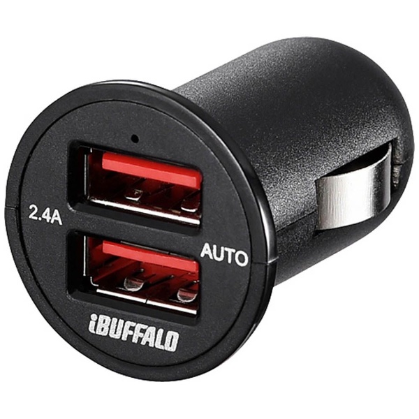 USB給電］車載用 - USB充電器 2.4A ブラック BSMPS2401P2BK [2ポート