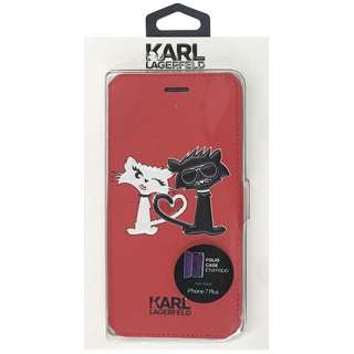iPhone 7 Plusp@KARL LAGERFELD@Choupette In Love PU Booktype Case@bh@KLFLBKP7LCL1RE