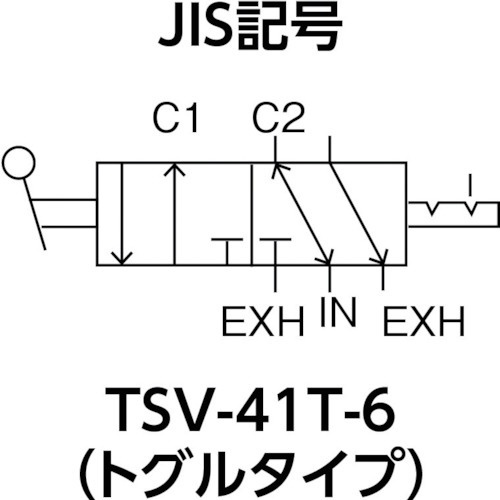 TRUSCO 4方向小型切替バルブ 5ポート 1／8 トグルレバータイプ TSV-41T