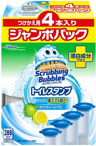  ScrubbingBubbles（スクラビングバブル） トイレスタンプ 漂白成分プラス ホワイティーシトラスの香り つけかえ用ジャンボパック 38g×4本入り 〔トイレ用洗剤〕