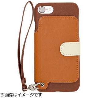 iPhone 7p 蒠^U[P[X@RAKUNI LIGHT PU Leather Case Book Type with Strap@uE@RCB-7 BR