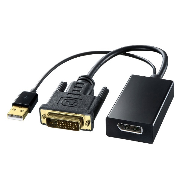映像変換アダプタ [DisplayPort オス→メス DVI] USB-Aオス給電 ブラック AD-DPFDV01 [DVI⇔DisplayPort]  サンワサプライ｜SANWA SUPPLY 通販 | ビックカメラ.com