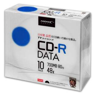 支持供数据使用的CD-R TY编码系列白TYCR80YP10SC[10台/700MB/喷墨打印机的]