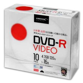 供录像使用DVD-R HIDISC TYDR12JCP10SC[10张/4.7GB/喷墨打印机对应]