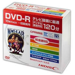供录像使用DVD-R HIDISC HDDR12JCP10SC[10张/4.7GB/喷墨打印机对应]
