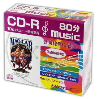 供音乐使用的CD-R HIDISC白HDCR80GMP10SC[10张/700MB/喷墨打印机对应]
