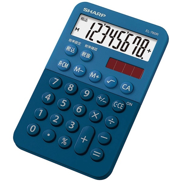 シャープ｜SHARP　ミニミニナイスサイズ電卓　ブルー系　[8桁]　EL-760R-AX　通販
