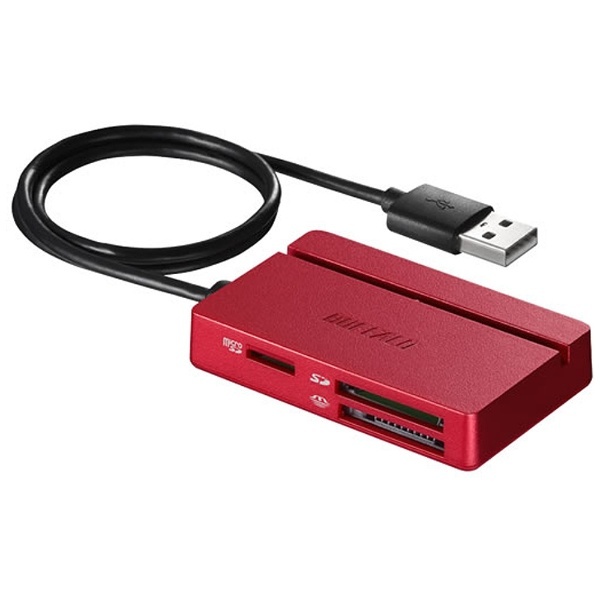 バッファロー USB2.0 マルチカードリーダー ライター スタンダードモデル レッド BSCR100U2RD 1台 [3781]