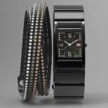 WN-WT12B EFAu[ wena wrist Square Premium Black -Crystal Edition- ubN