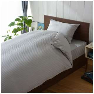 [被褥垫床罩]段子条纹双尺寸(棉100%/145×215cm/灰色)