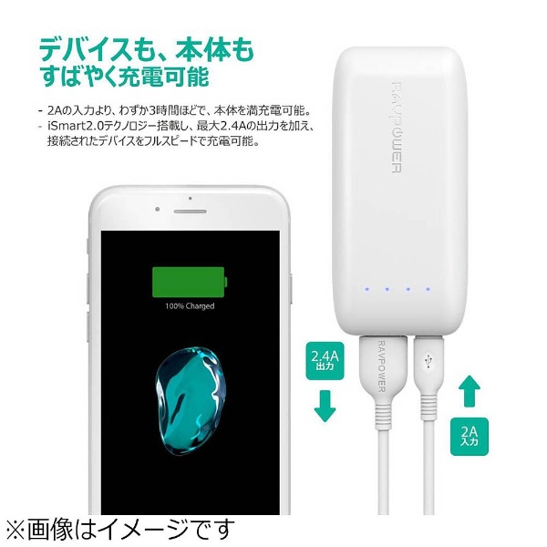 RP-PB060 モバイルバッテリー RavPower ホワイト [6700mAh /1ポート /microUSB /充電タイプ]  TaoTronics｜タオトロニクス 通販 | ビックカメラ.com