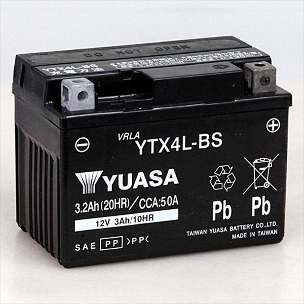 バイク用バッテリー 液入リ充電済み YTX4L-BS TAIWAN YUASA｜台湾ユアサ 通販 | ビックカメラ.com