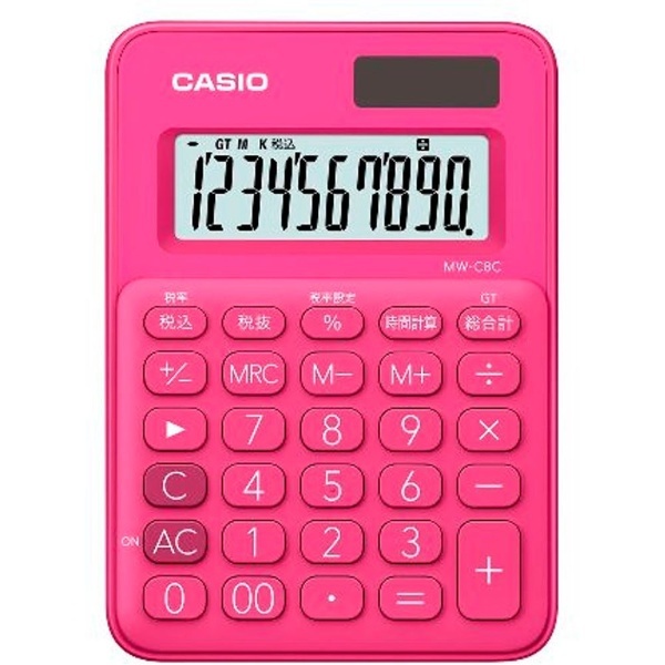 カラフル電卓　[10桁]　カシオ｜CASIO　ビビッドピンク　MW-C8C-RD-N　通販