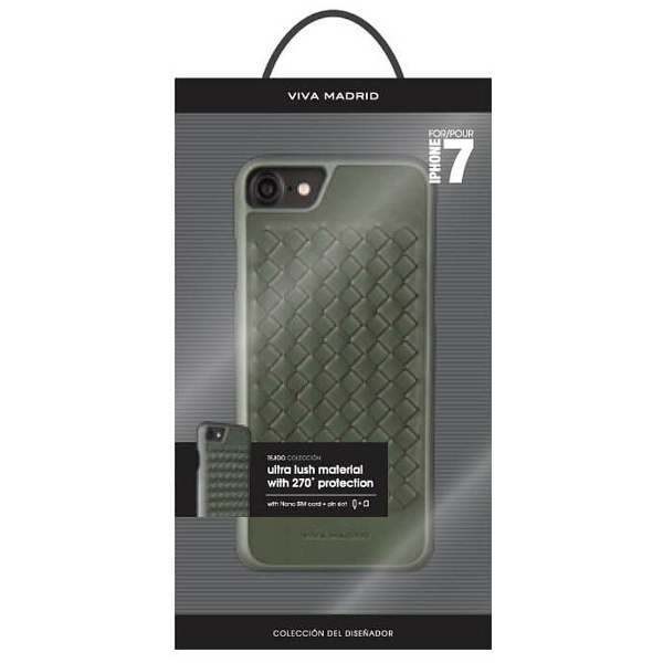 iPhone 7�p�@�V�F���^�P�[�X ��҂ݕ� Tejido Collection�@Ivy �O���[���@VIVA MADRID IP7BC-TJDOGRN_3