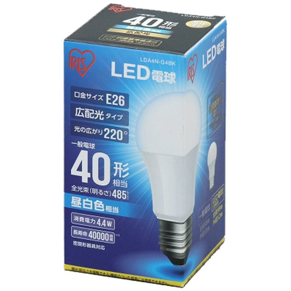 [宽大的配光]LDA4N-G-4BK LED灯泡ECOHiLUX(环保高勒克司)[E26/一般灯泡形/40W适合/白天白/1个/宽大的配光E26/一般灯泡形/40W适合/白天白/1个/宽大的配光型][瑕疵物品]