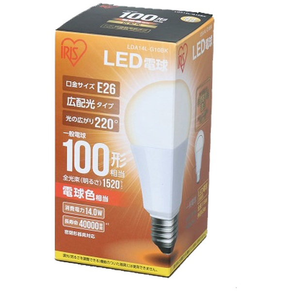 [宽大的配光]LDA14L-G-10BK LED灯泡ECOHiLUX(环保高勒克司)[E26/一般灯泡形/100W适合/灯泡色/1个/宽大的配光E26/一般灯泡形/100W适合/灯泡色/1个/宽大的配光型][瑕疵物品]