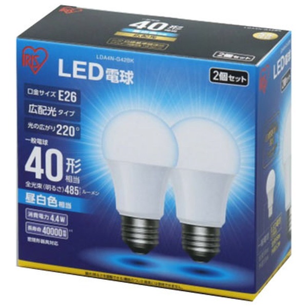 [宽大的配光]LDA4N-G-42BK LED灯泡ECOHiLUX(环保高勒克司)[E26/一般灯泡形/40W适合/白天白/2个/宽大的配光E26/一般灯泡形/40W适合/白天白/2个/宽大的配光型][瑕疵物品]
