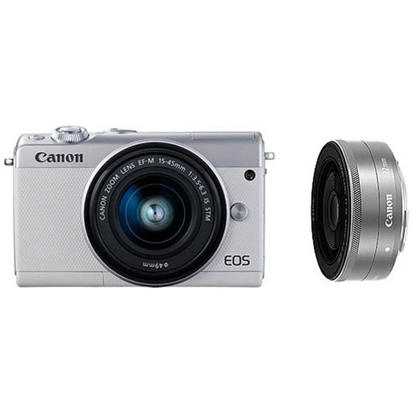 ビックカメラ.com - EOS M100　ミラーレス一眼カメラ ホワイト [ズームレンズ+単焦点レンズ]