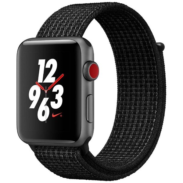 Apple Watch Nike+（GPS + Cellularモデル） 42mm  スペースグレイアルミニウムケースとブラック/ピュアプラチナNikeスポーツループ　MQMH2J/A 【処分品の為、外装不良による返品・交換不可】