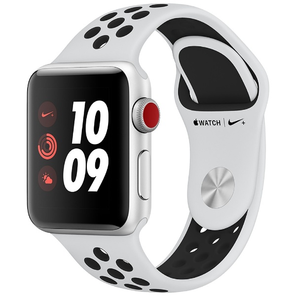 Apple Watch Nike+（GPS + Cellularモデル） 38mm  シルバーアルミニウムケースとピュアプラチナ/ブラックNikeスポーツバンド　MQM72J/A 【処分品の為、外装不良による返品・交換不可】