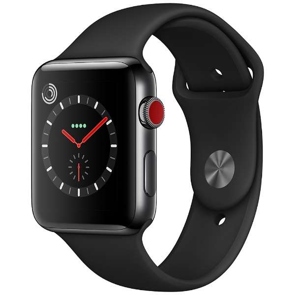 Apple Watch Series 3（GPS + Cellularモデル） 42mm スペースブラックステンレススチールケースとブラック