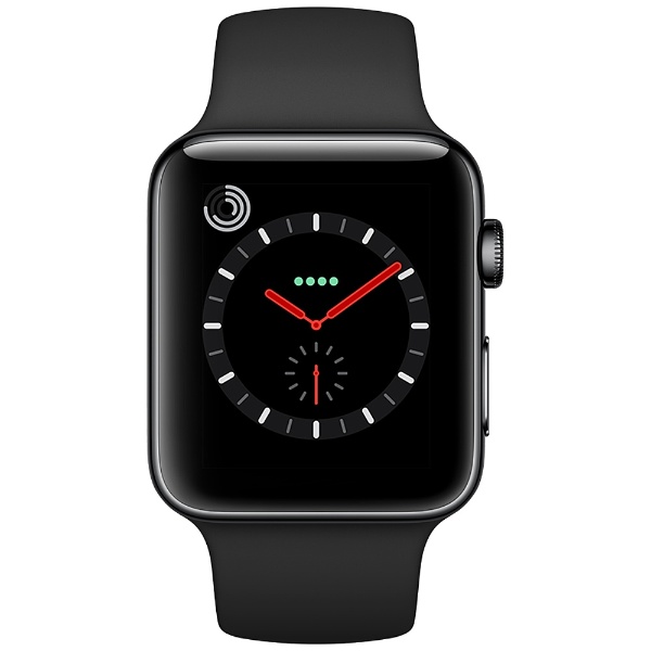 Apple Watch Series 3（GPS + Cellularモデル） 42mm  スペースブラックステンレススチールケースとブラックスポーツバンド　MQM02J/A
