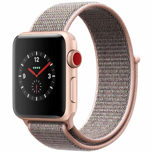 Apple Watch Series 3（GPS Cellularモデル） 38mm ゴールドアルミニウムケースとピンクサンドスポーツループ  MQKL2J/A アップル｜Apple 