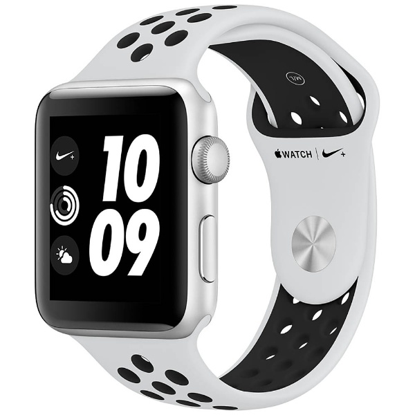 Apple Watch Nike+（GPS） 42mm シルバーアルミニウムケースとピュアプラチナ/ブラックNikeスポーツバンド　MQL32J/A