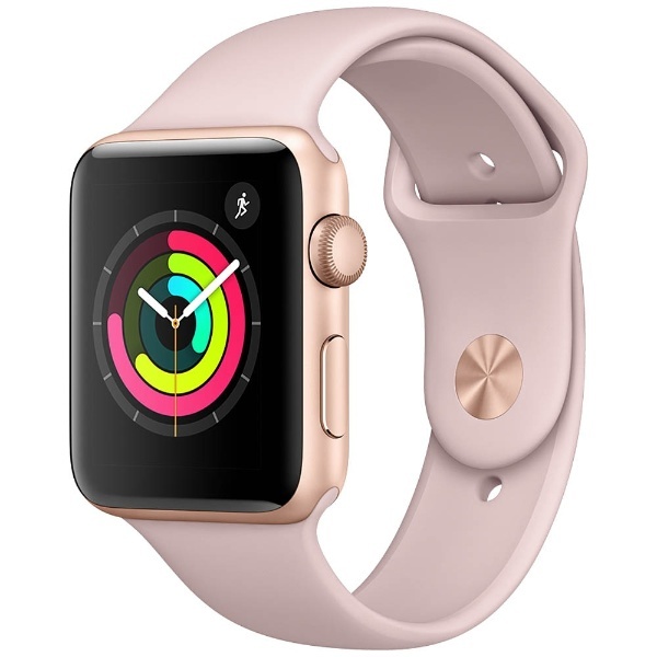 Apple Watch Series 3�ｼ�GPS�ｼ� 42mm 繧ｴ繝ｼ繝ｫ繝峨い繝ｫ繝溘ル繧ｦ繝�繧ｱ繝ｼ繧ｹ縺ｨ繝斐Φ繧ｯ繧ｵ繝ｳ繝峨せ繝昴�ｼ繝�繝舌Φ繝� MQL22J/A 繧｢繝�繝励Ν�ｽ� Apple 騾夊ｲｩ