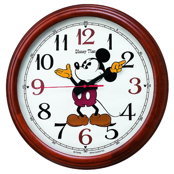  掛け時計 【Disney Time（ディズニータイム）ミッキー&フレンズ】 茶木地 FW582B [電波自動受信機能有]