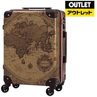 【アウトレット品】 スーツケース トランク H055ブラウン地図柄　7500-60-BRMAP　55L 【外装不良品】