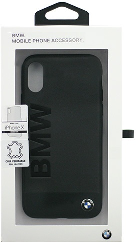  iPhone X用 BMW 本革＋アルミ素材ハードケース ブラック BMHCPXSGLALBK