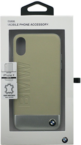  iPhone X用 BMW 本革＋アルミ素材ハードケース ベージュ BMHCPXSGLALBE