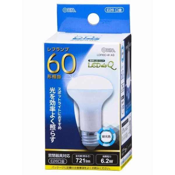 LDR6D-W A9 LED電球 LEDdeQ ホワイト [E26 /昼光色 /1個 /60W相当 /レフランプ形]_1