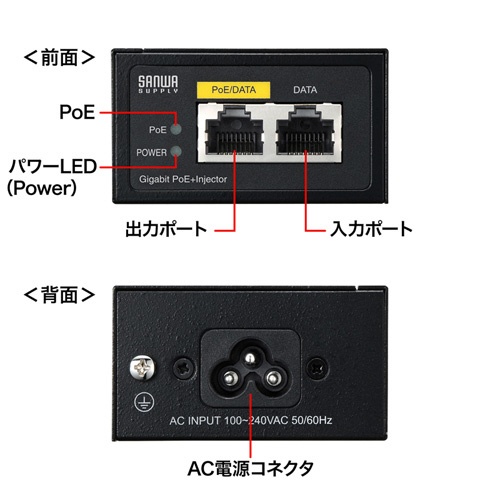 PoEインジェクター [1ポート /Giga対応] ブラック LAN-GIHINJ2