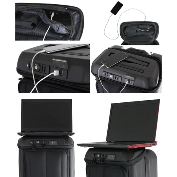 USBポート付きスーツケース 28L ブラック TRI2049-45 [TSAロック搭載 ...