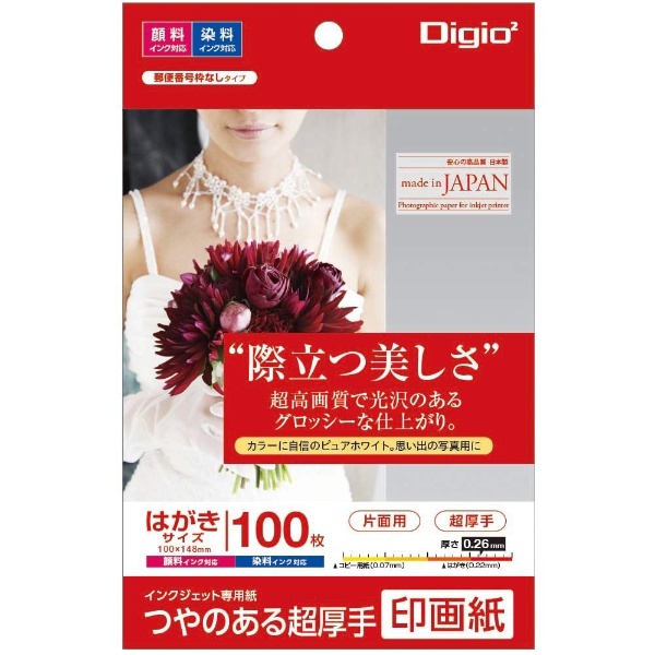 インクジェット用 印画紙 超厚手 はがきサイズ 100枚 JPSK2-PC-100 ナカバヤシ｜Nakabayashi 通販