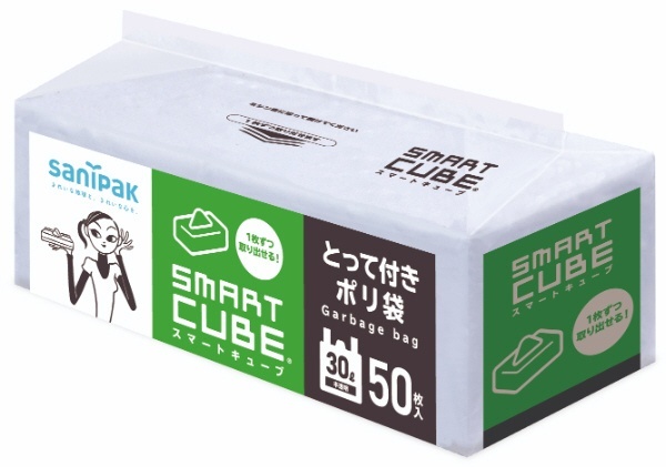 限定品】 日本サニパック スマートキューブ とって付き 30L 半透明 0.017mm SC39 50枚 ポリ袋