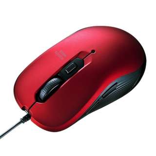 マウス レッド MA-BL114R [BlueLED /有線 /5ボタン /USB]