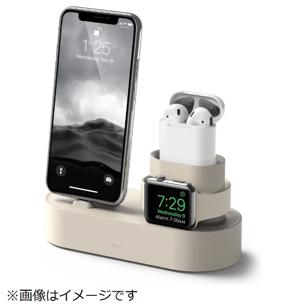 iPhone / AirPods / Apple Watch用充電スタンド Charging Hub for iPhone / AirPods /  Apple Watch elago クラッシックホワイト EL_IAASTSC3S_CW